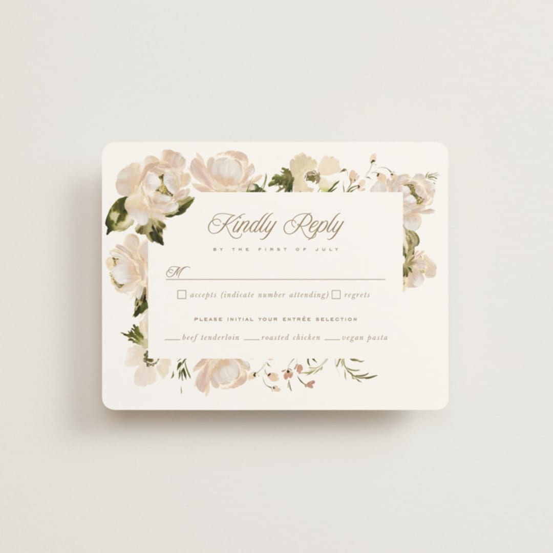 "Felicity" - RSVP Cards in Pearl by Leah Bisch - Front