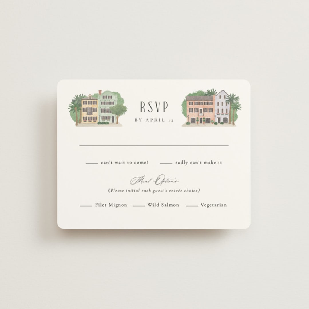 "East Bay street" - RSVP Cards in Lily by Jennifer Wick - Front