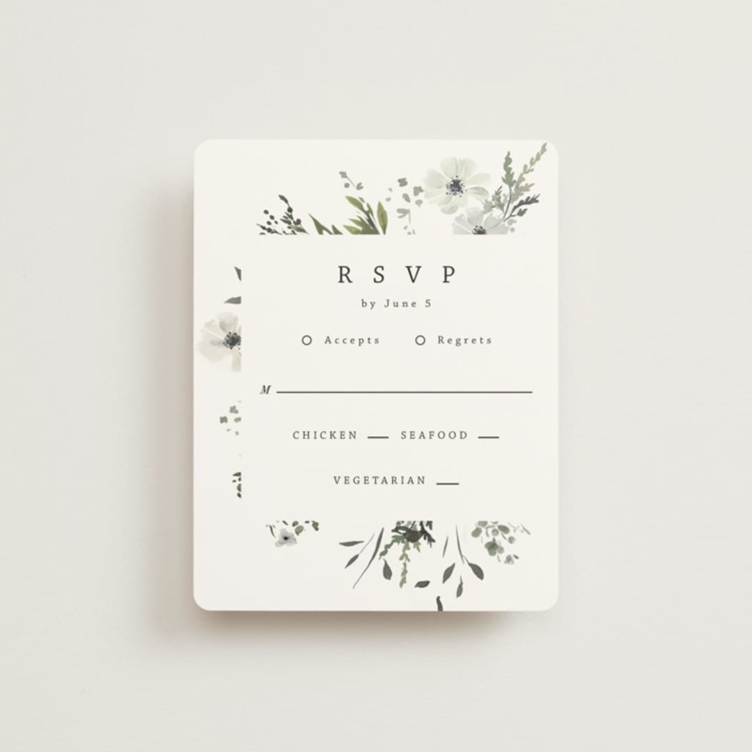 "Wildflower Garden" - RSVP Cards in Lace by Hannah Williams - Front