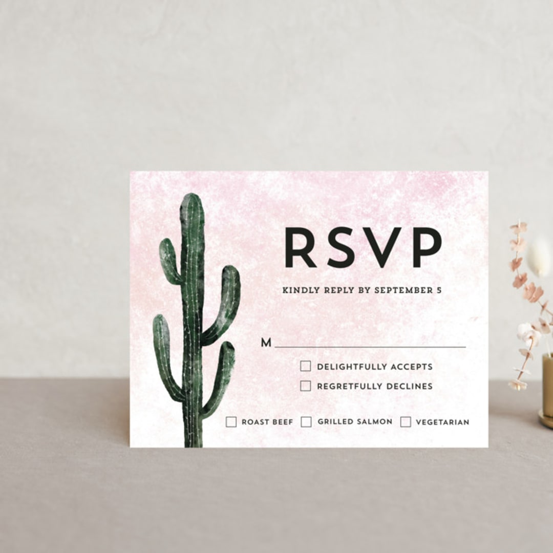 "Cacti" - RSVP Cards in Rose Crystal by Cass Loh - Front