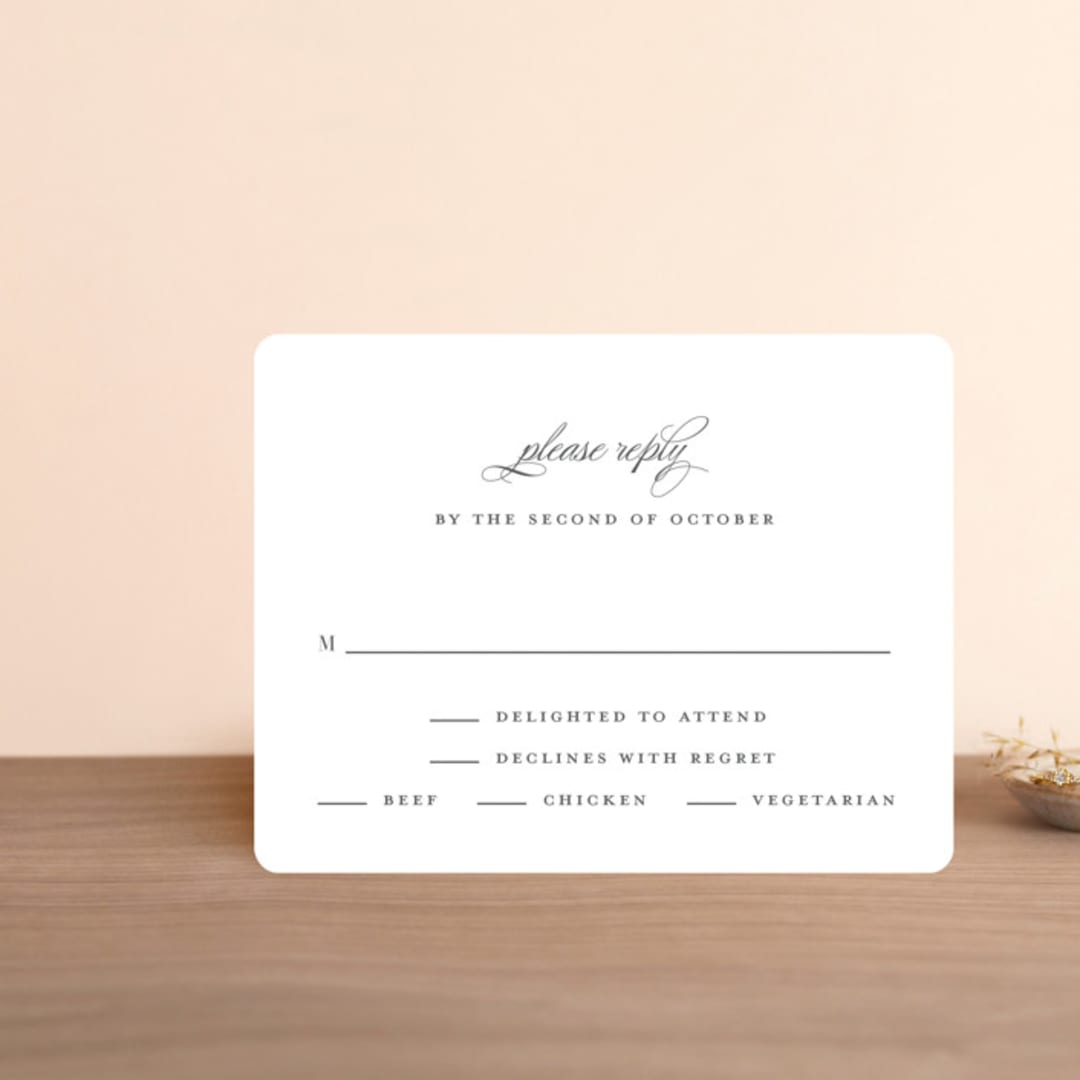 "Classical" - RSVP Cards in Taupe by Jessica Williams - Front