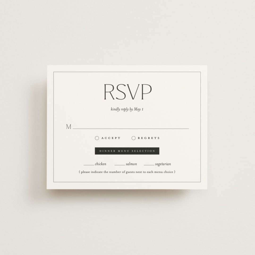 "Boutique" - RSVP Cards in Noir by Eric Clegg - Front