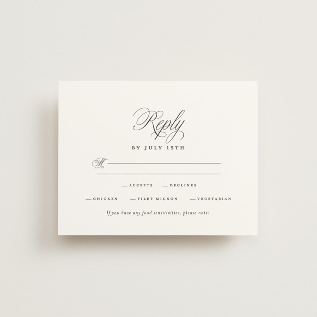 "Simply Classic" - RSVP Cards in Ebony by Laura Hamm - Front