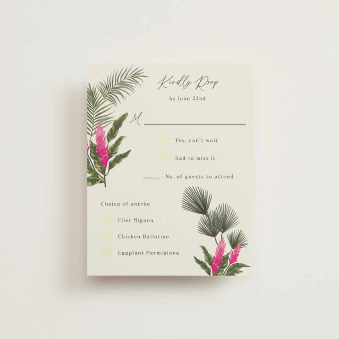 "Tropical garden" - RSVP Cards in Lime by Elly - Front