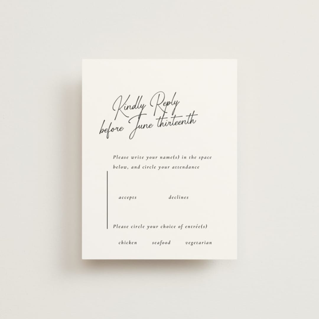 "Opera" - RSVP Cards in Tuxedo by Jackie Mangiolino - Front