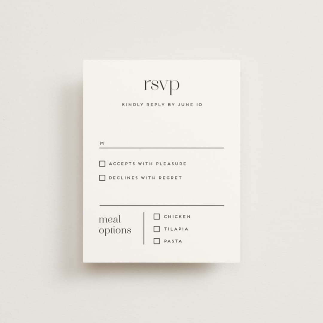 "Aligning" - RSVP Cards in Tuxedo by Genna Blackburn - Front