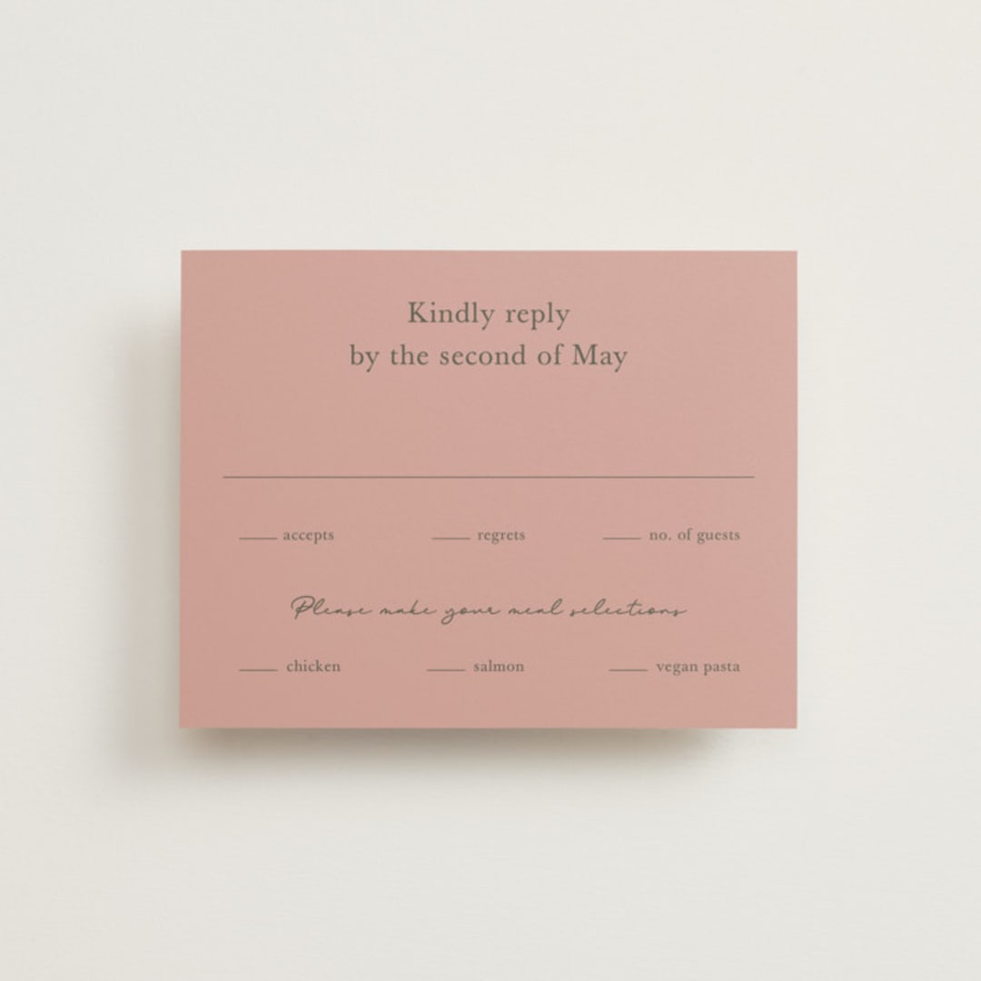 "Simple Type" - RSVP Cards in Olive Branch by Stacey Meacham - Front