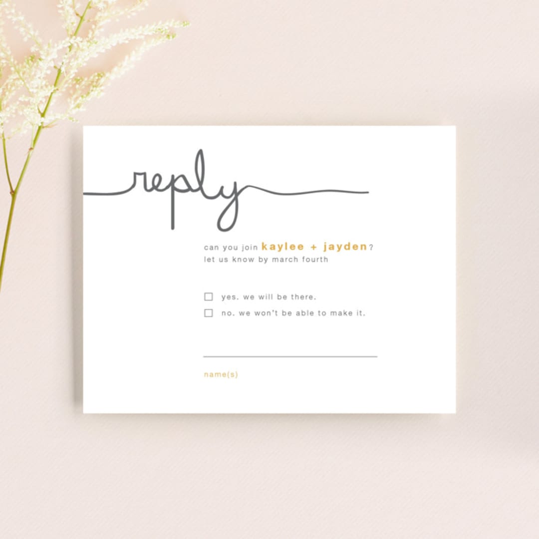 "The Happy Couple" - RSVP Cards in Tangerine by R studio - Front