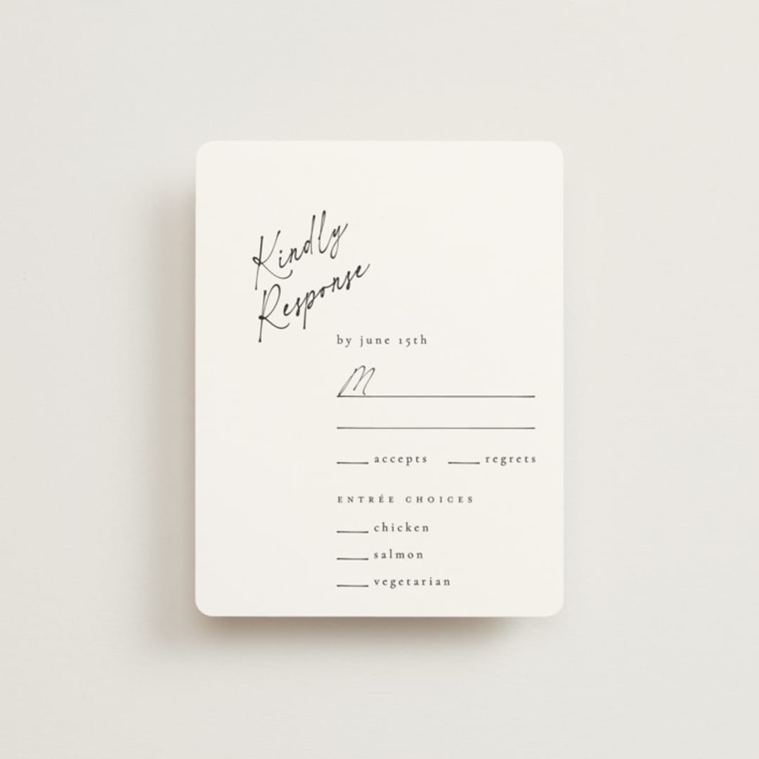 "Scripted Elegance" - RSVP Cards in Linen by Ana de Sousa - Front