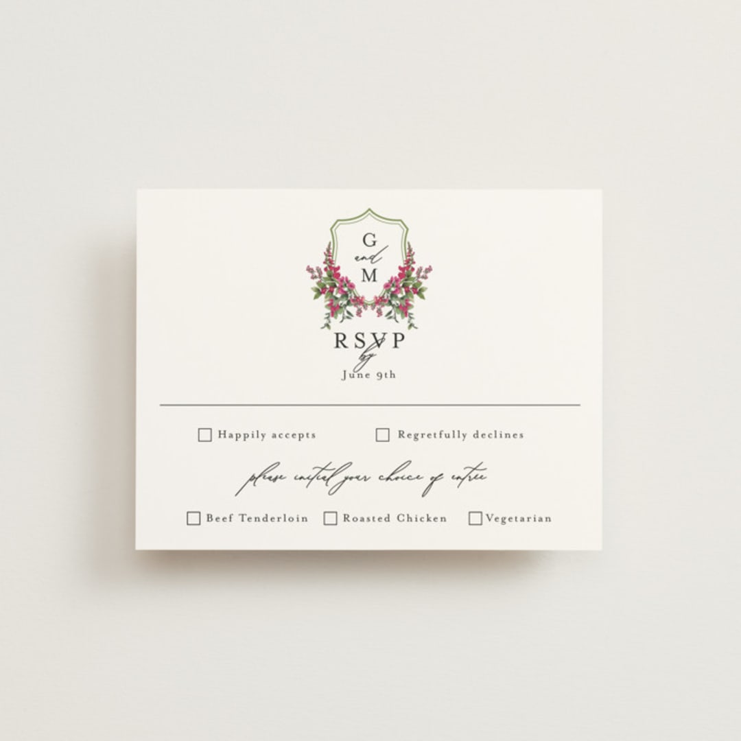 "Romantic Florals" - RSVP Cards in Peony by Susan Moyal - Front