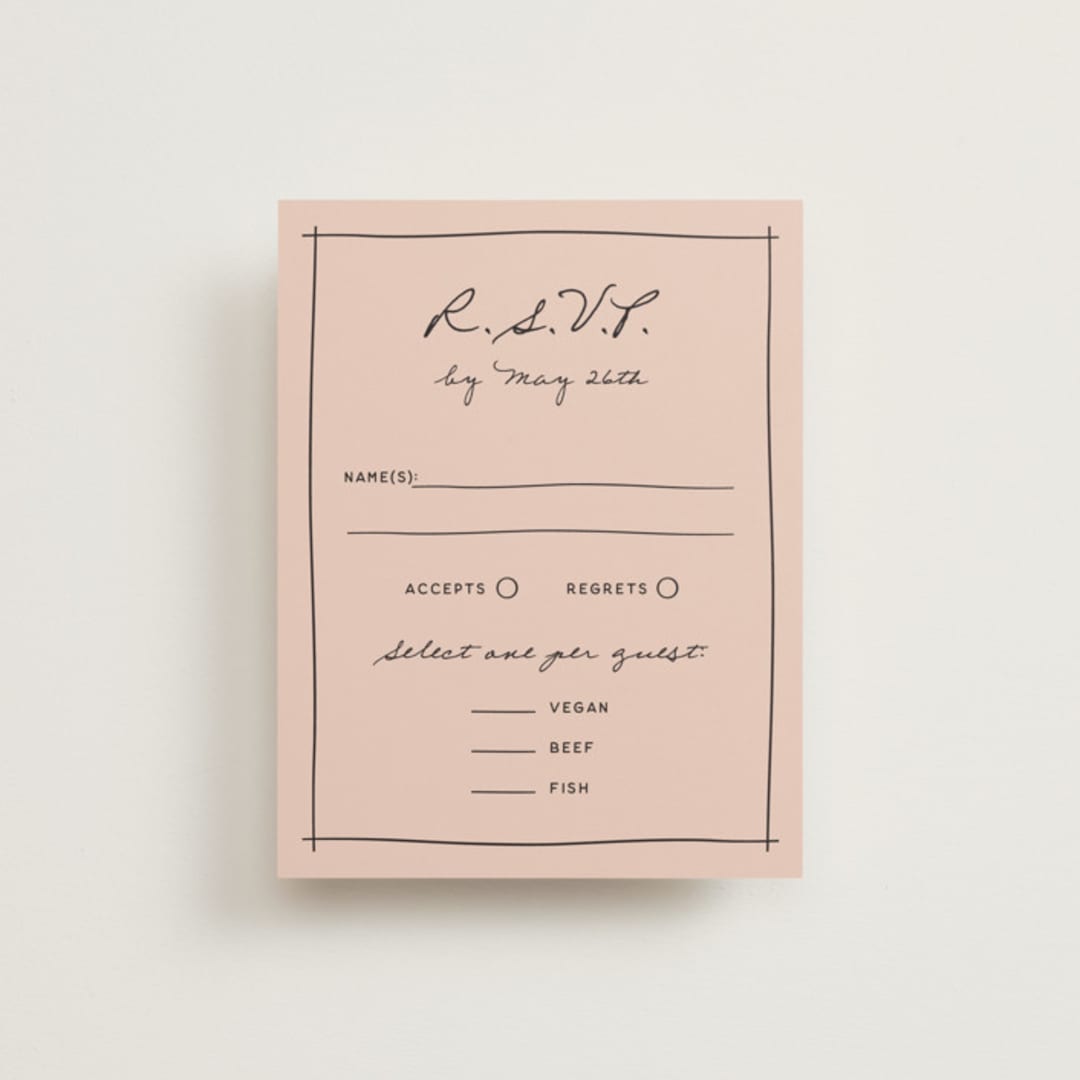 "Ballpoint Suite" - RSVP Cards in Blush by Ani Somi - Front