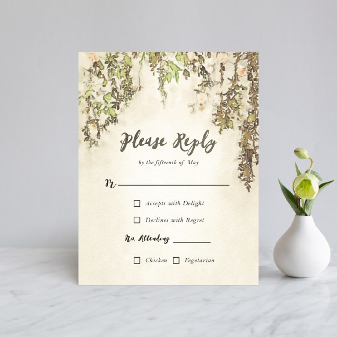 "English Countryside" - RSVP Cards in Moss by Design Lotus - Front