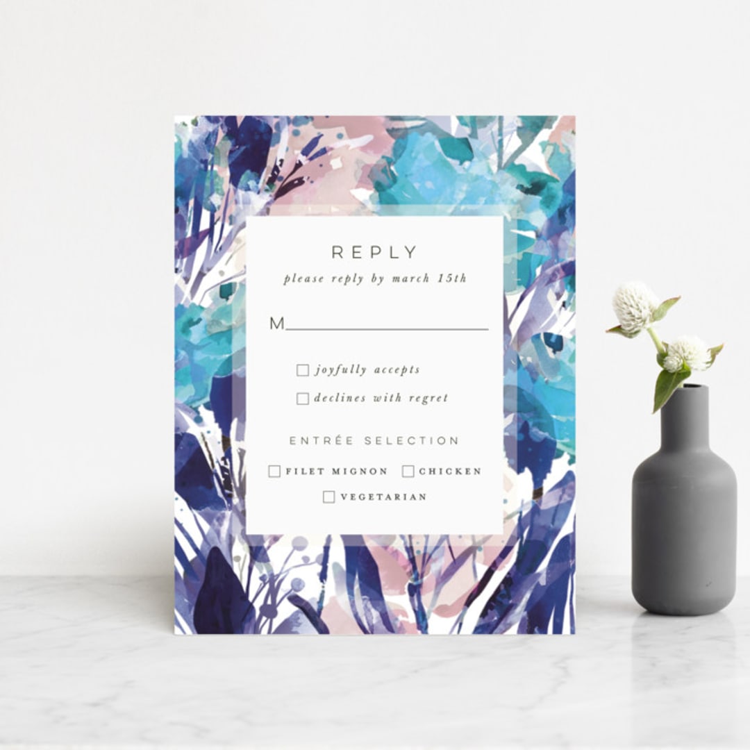 "Blissful Blooms" - RSVP Cards in Celestial by Grace Kreinbrink - Front
