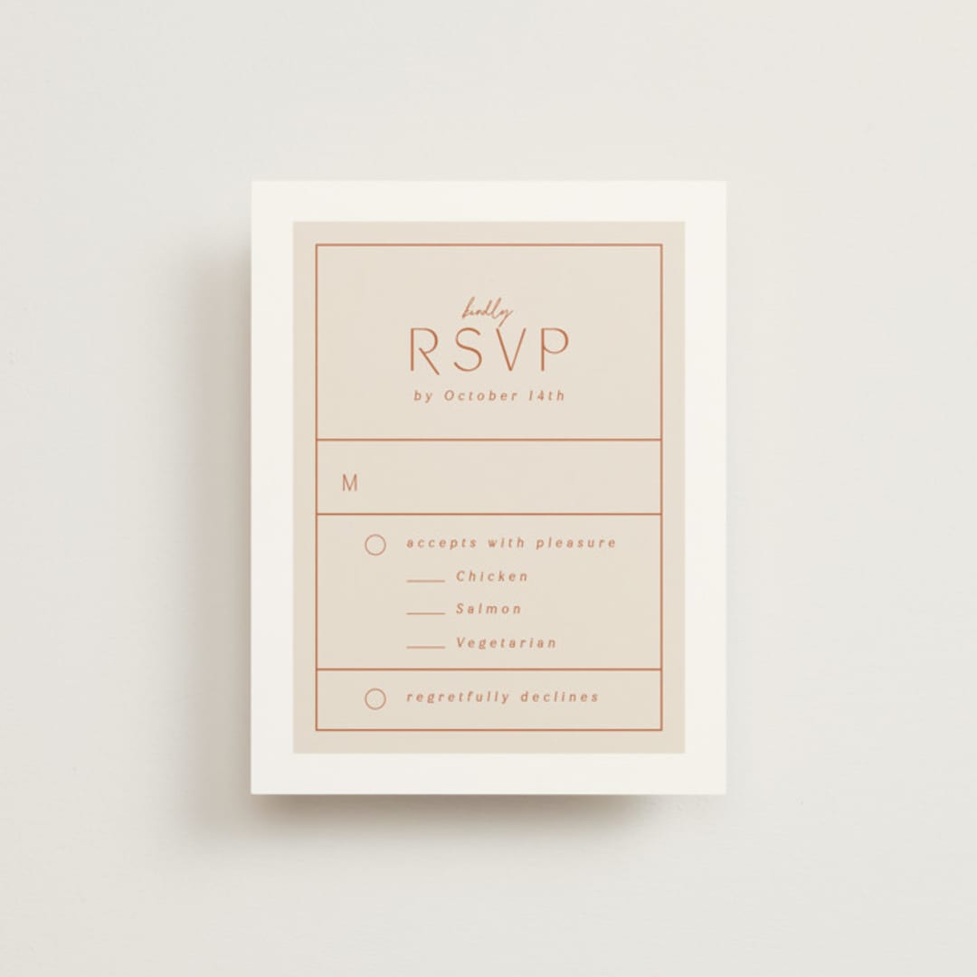 "Modern Ticket" - RSVP Cards in Rust by Alethea and Ruth - Front