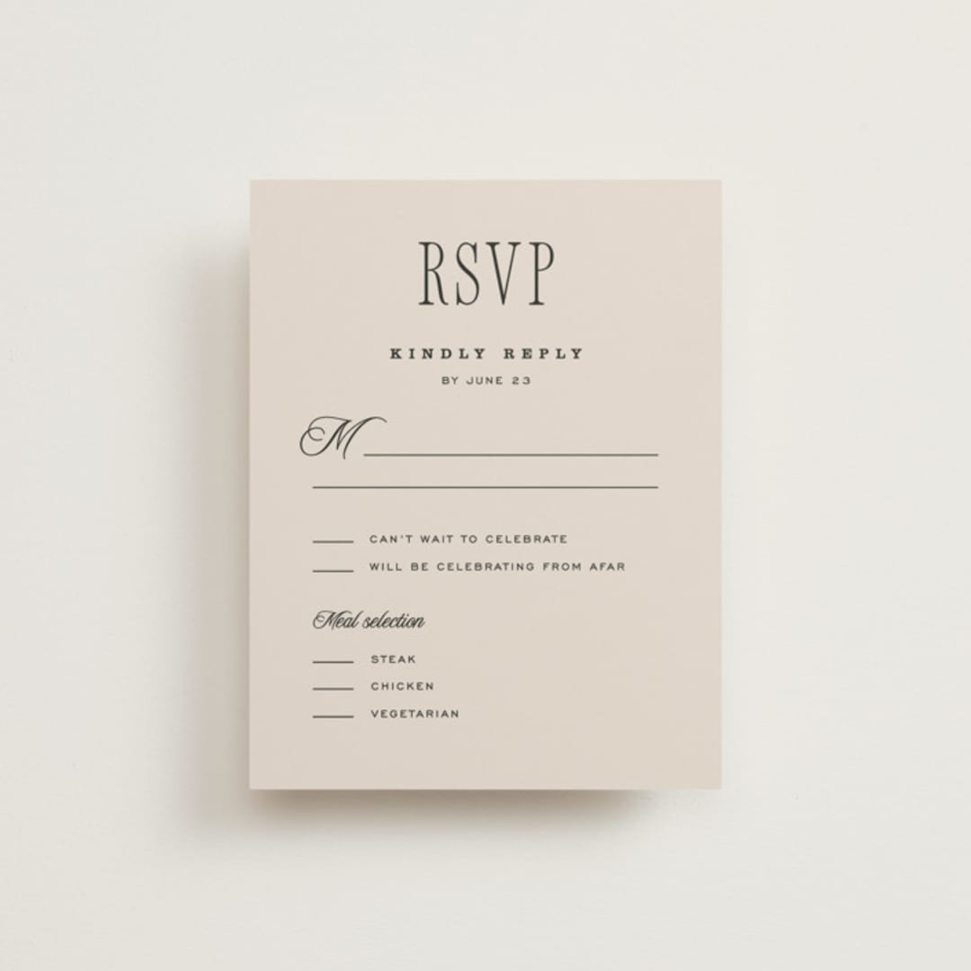 "Linea" - RSVP Cards in Noir by Pixel and Hank - Front