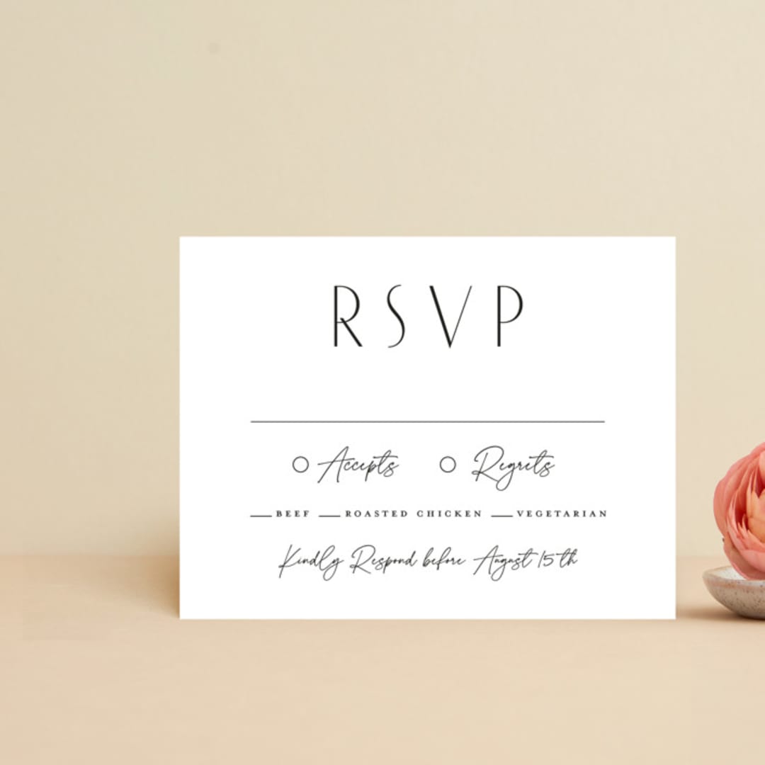 "Perfect Balance" - RSVP Cards in Onyx by Lauren Chism - Front