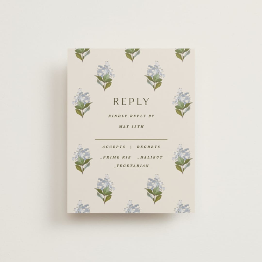 "Blockprint" - RSVP Cards in Almond by Olivia Kanaley Inman - Front