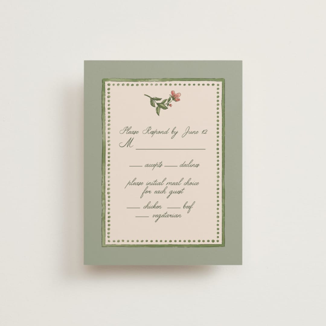"Wedding Tapestry" - RSVP Cards in Coral Fern by Chris Griffith - Front