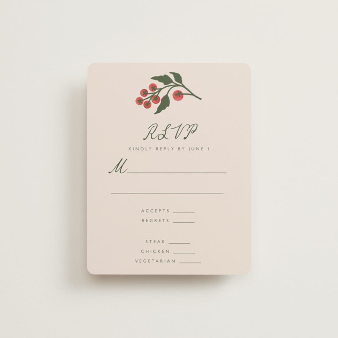 "Cherry Tomatoes" - RSVP Cards in Tomato by Katharine Watson - Front
