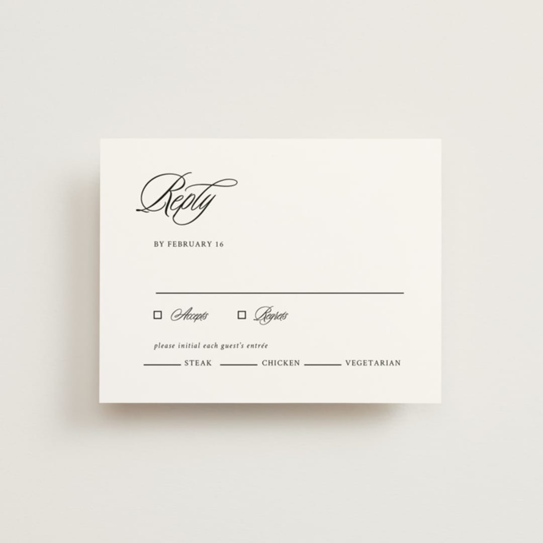 "Sophistique" - RSVP Cards in Linen by Cindy Reynolds - Front