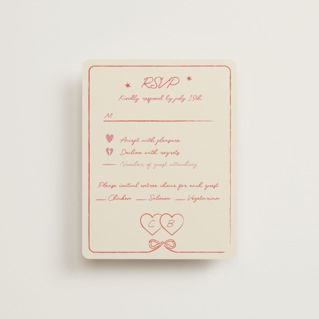 "The Bird Song" - RSVP Cards in Peach by Helena Vitto - Front