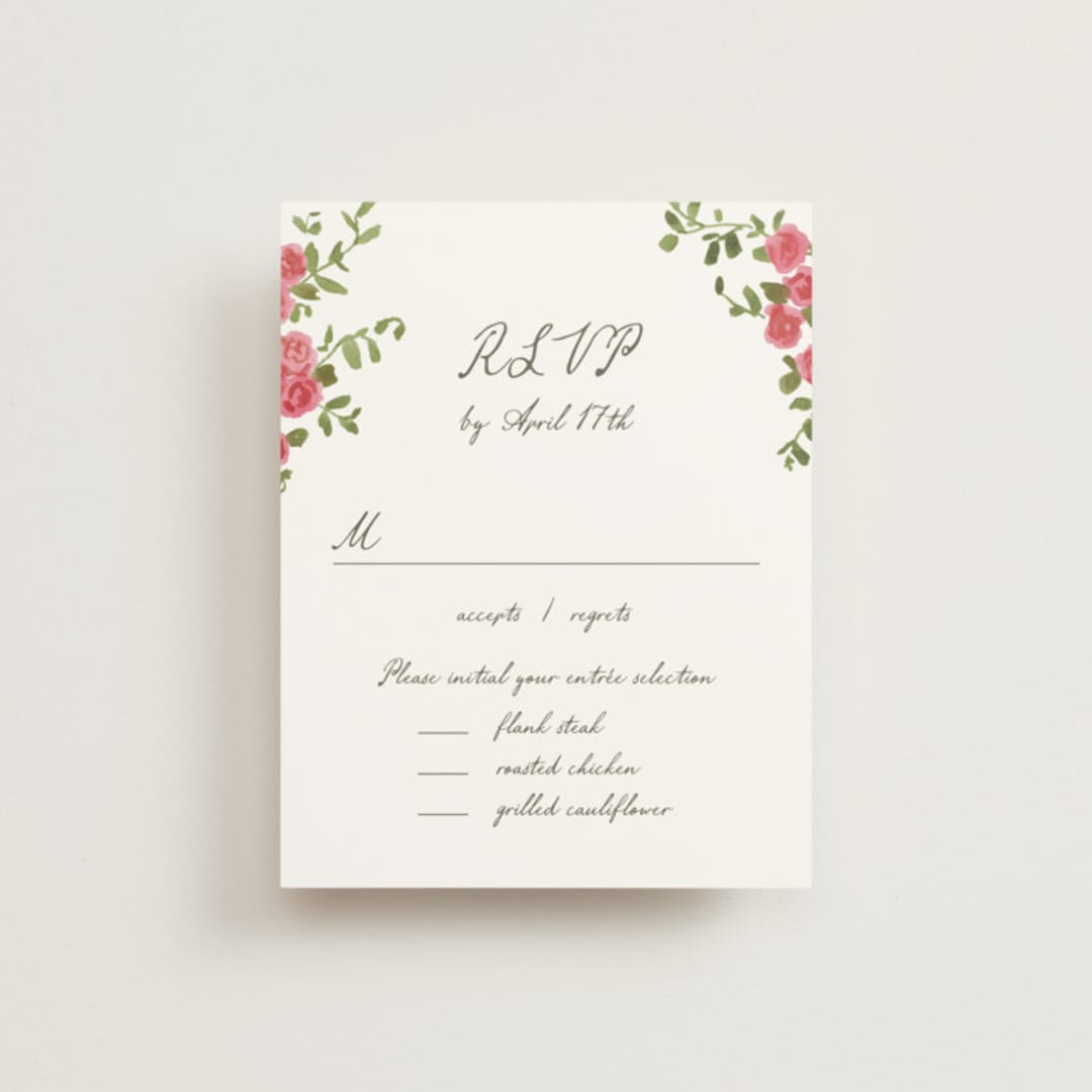 "Villa" - RSVP Cards in Azalea by Everett Paper Goods - Front