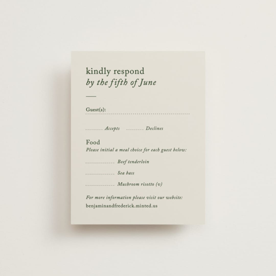 "Editorial" - RSVP Cards in Forest by Bethan - Front