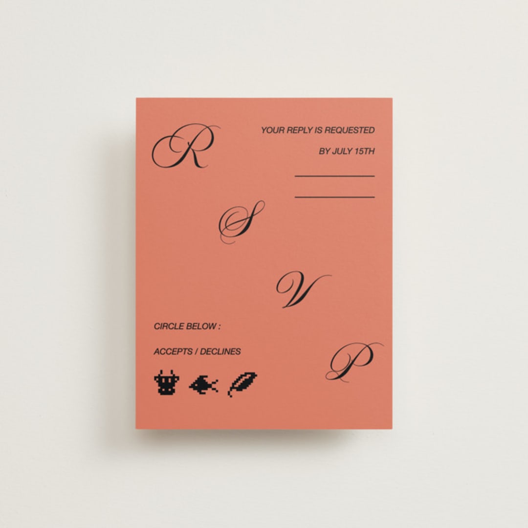 "Bold and Demure" - RSVP Cards in Amaro by Claire - Front