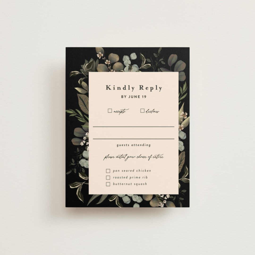 "Peonies & Sage" - RSVP Cards in Fawn by Susan Moyal - Front