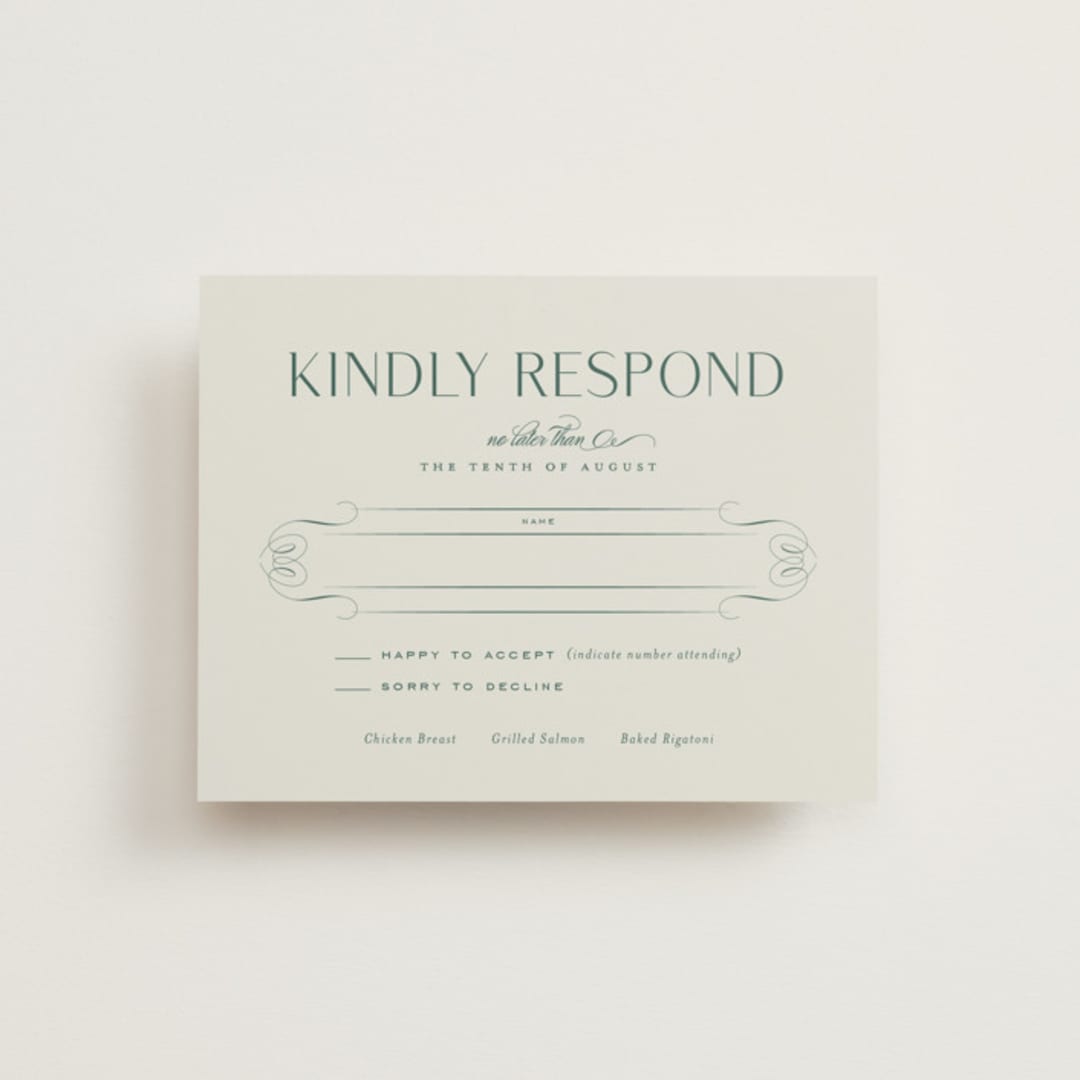 "Chantilly" - RSVP Cards in Emerald by Kimberly Morgan - Front