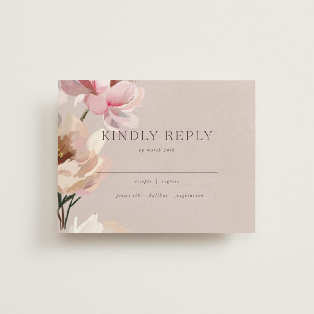 "Chalk Floral" - RSVP Cards in Dove by Olivia Kanaley Inman - Front