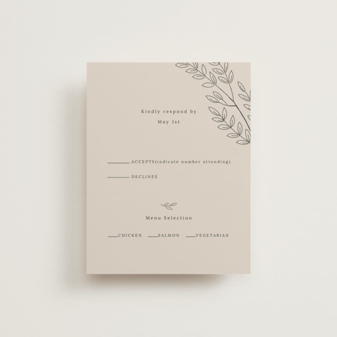 "leafy wreath" - RSVP Cards in Taupe by Ghazal Ali - Front