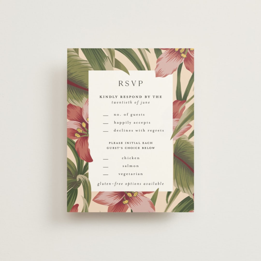 "Tropical Flowers" - RSVP Cards in Sunrise by Jennifer Holbrook - Front