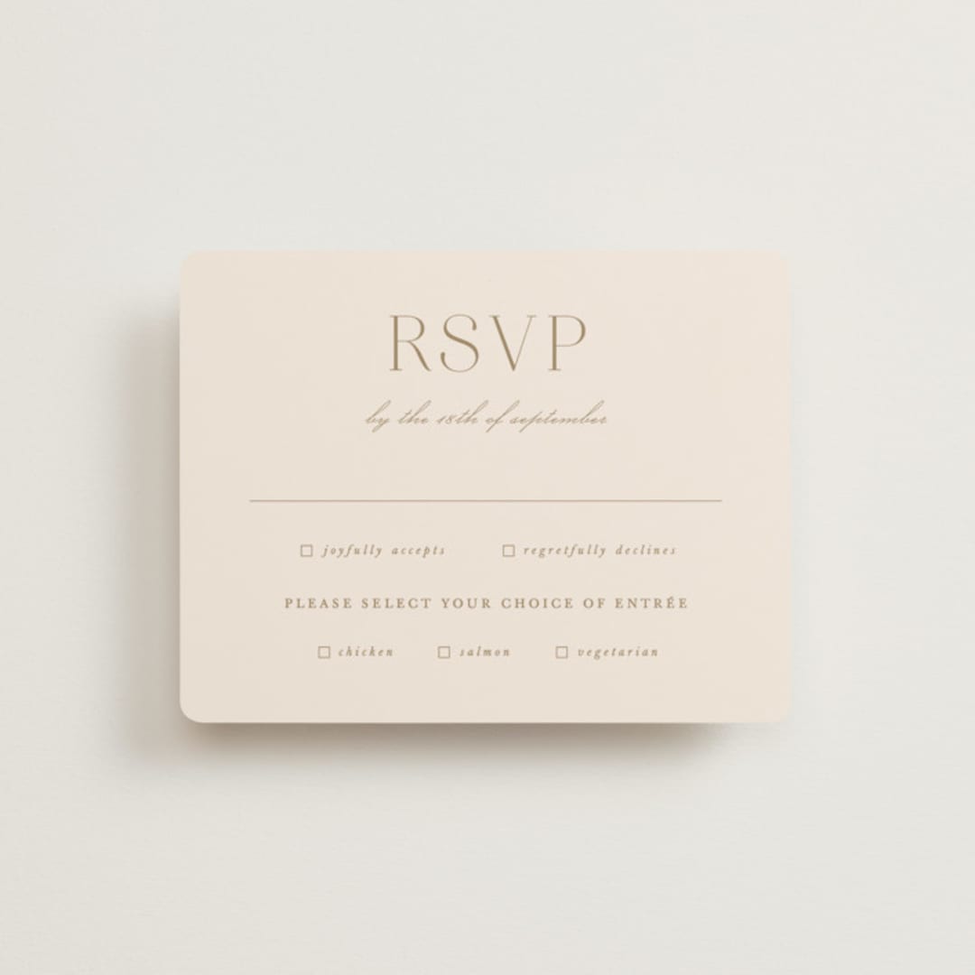 "Understated Elegance" - RSVP Cards in Buttercream by Brandy Folse - Front