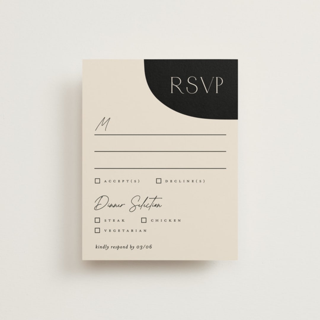 "Contour" - RSVP Cards in Ecru by Erica Krystek - Front