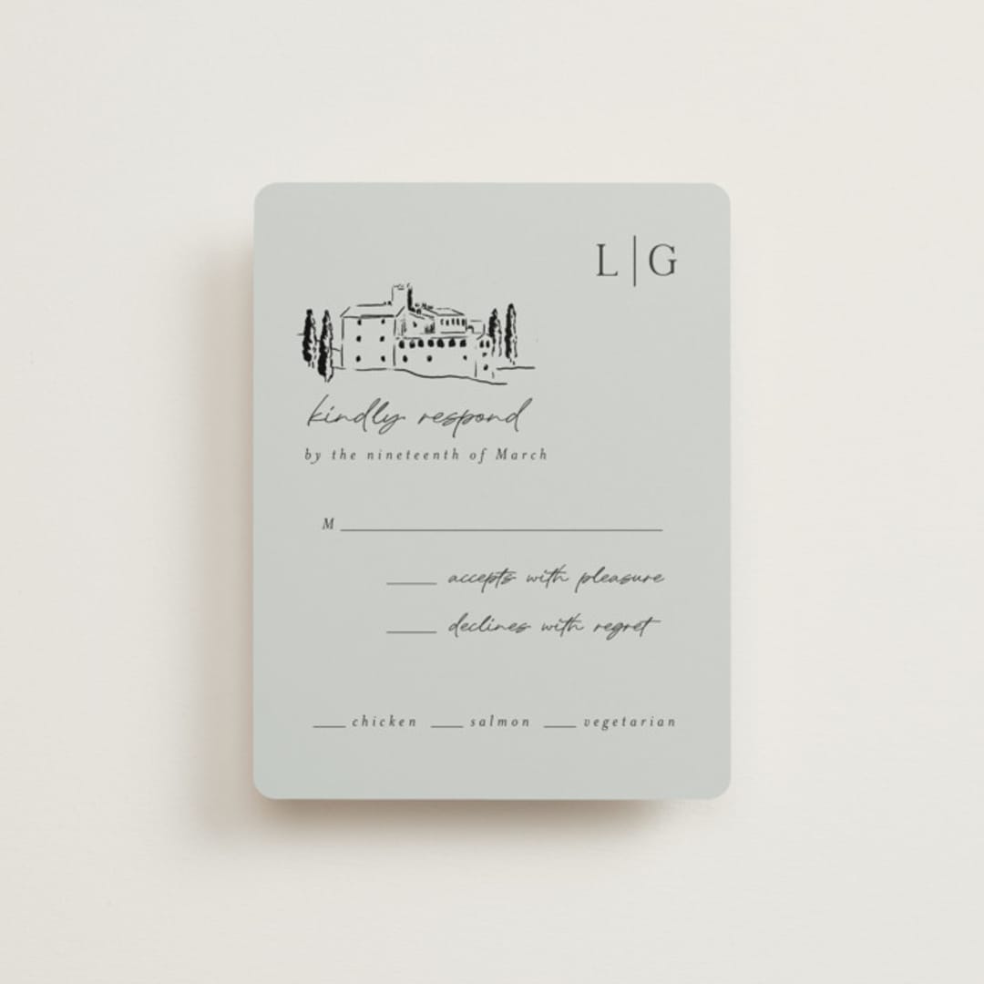 "Countryside Villa" - RSVP Cards in Noir by Shiny Penny Studio - Front