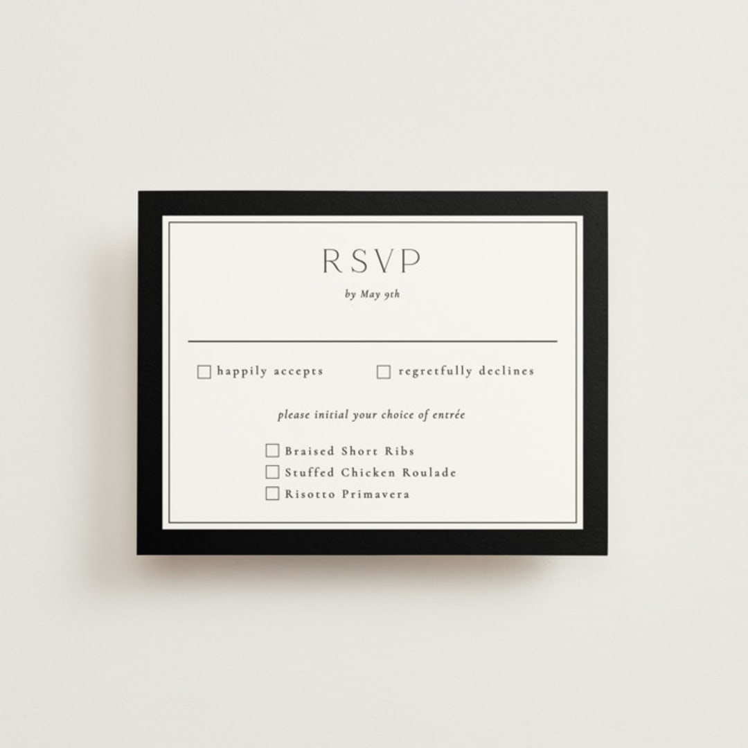 "Botanical Love" - RSVP Cards in Black Tie by Susan Moyal - Front