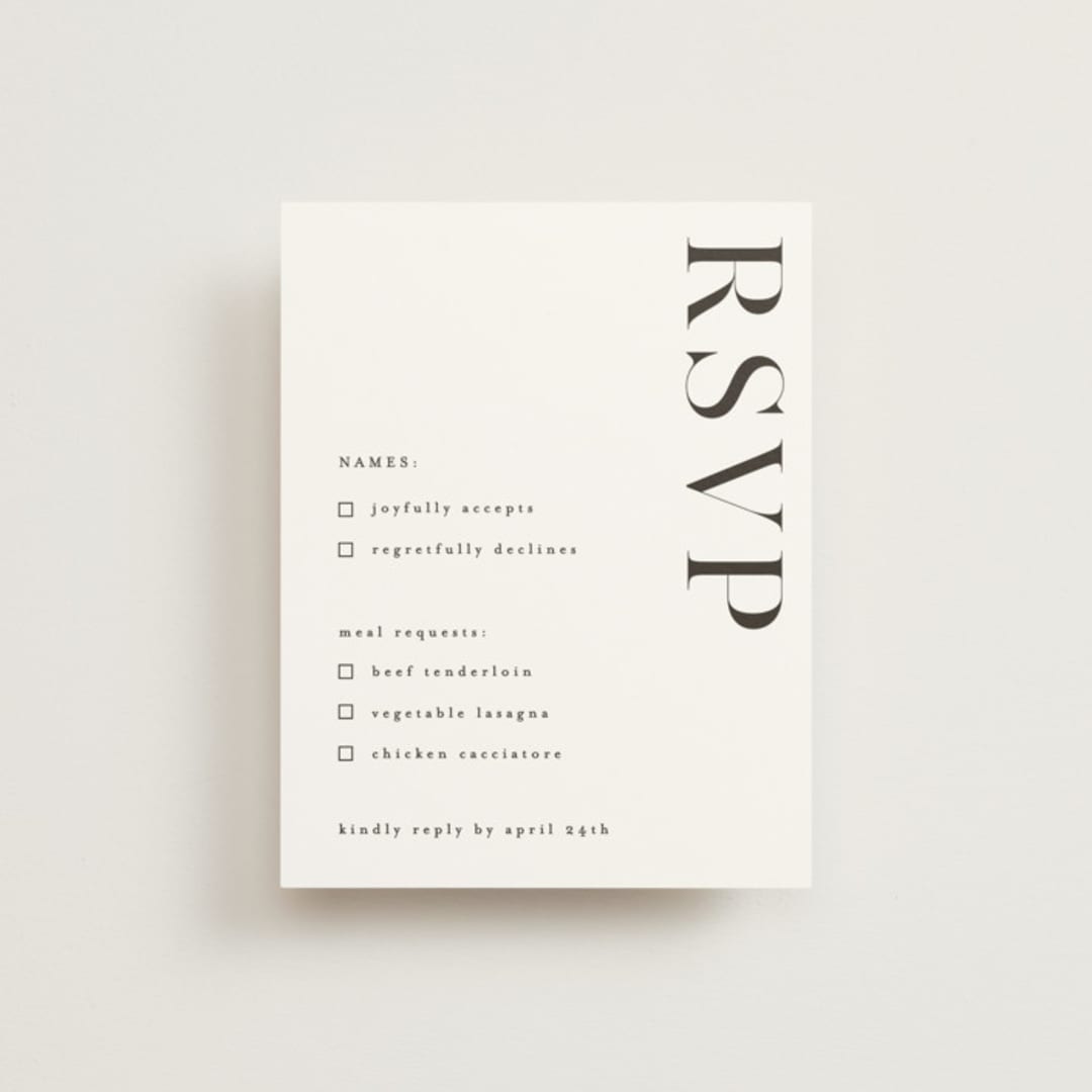"Show" - RSVP Cards in Dove Gray by Up Up Creative - Front