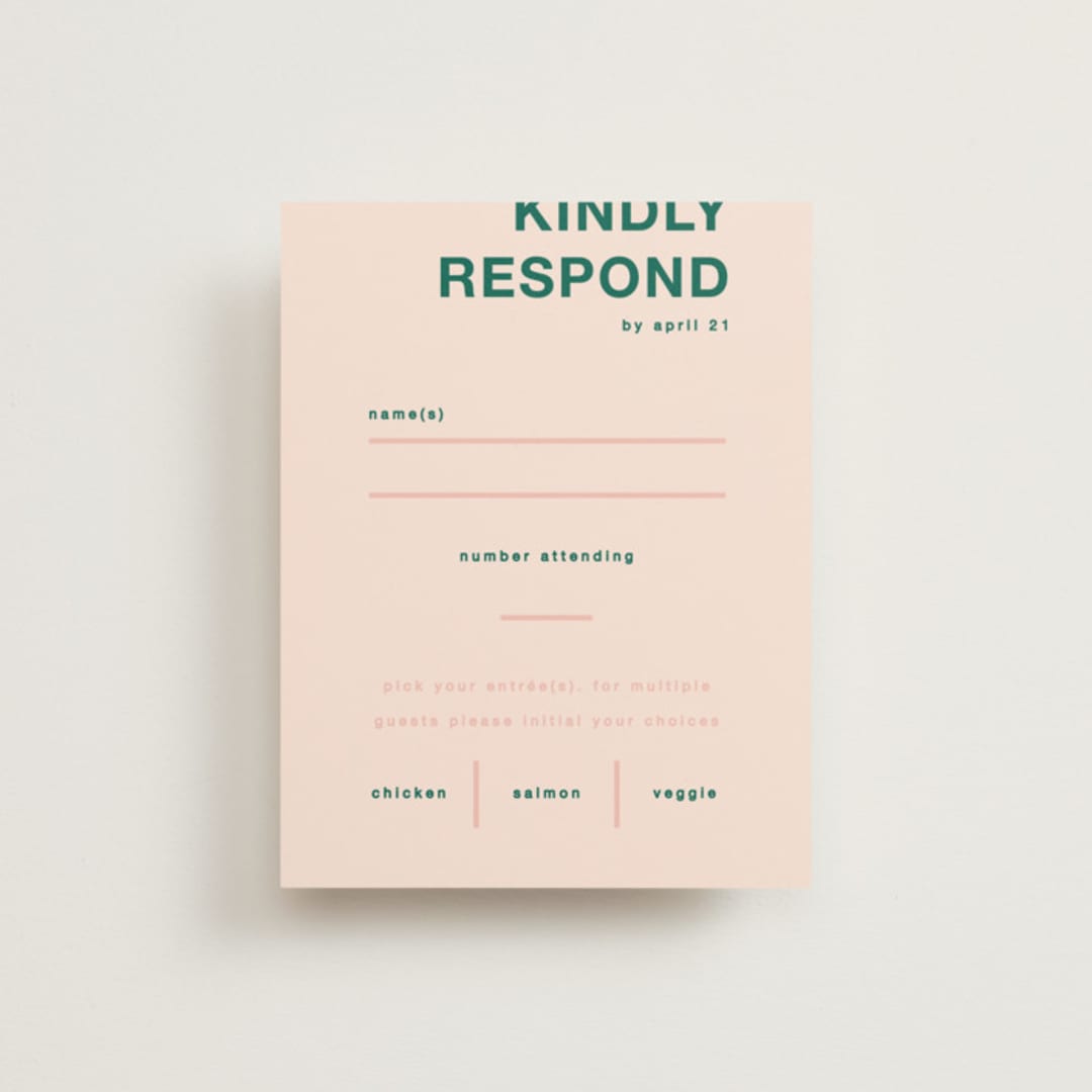 "Bold Type" - RSVP Cards in Parrot by Owl and Toad - Front
