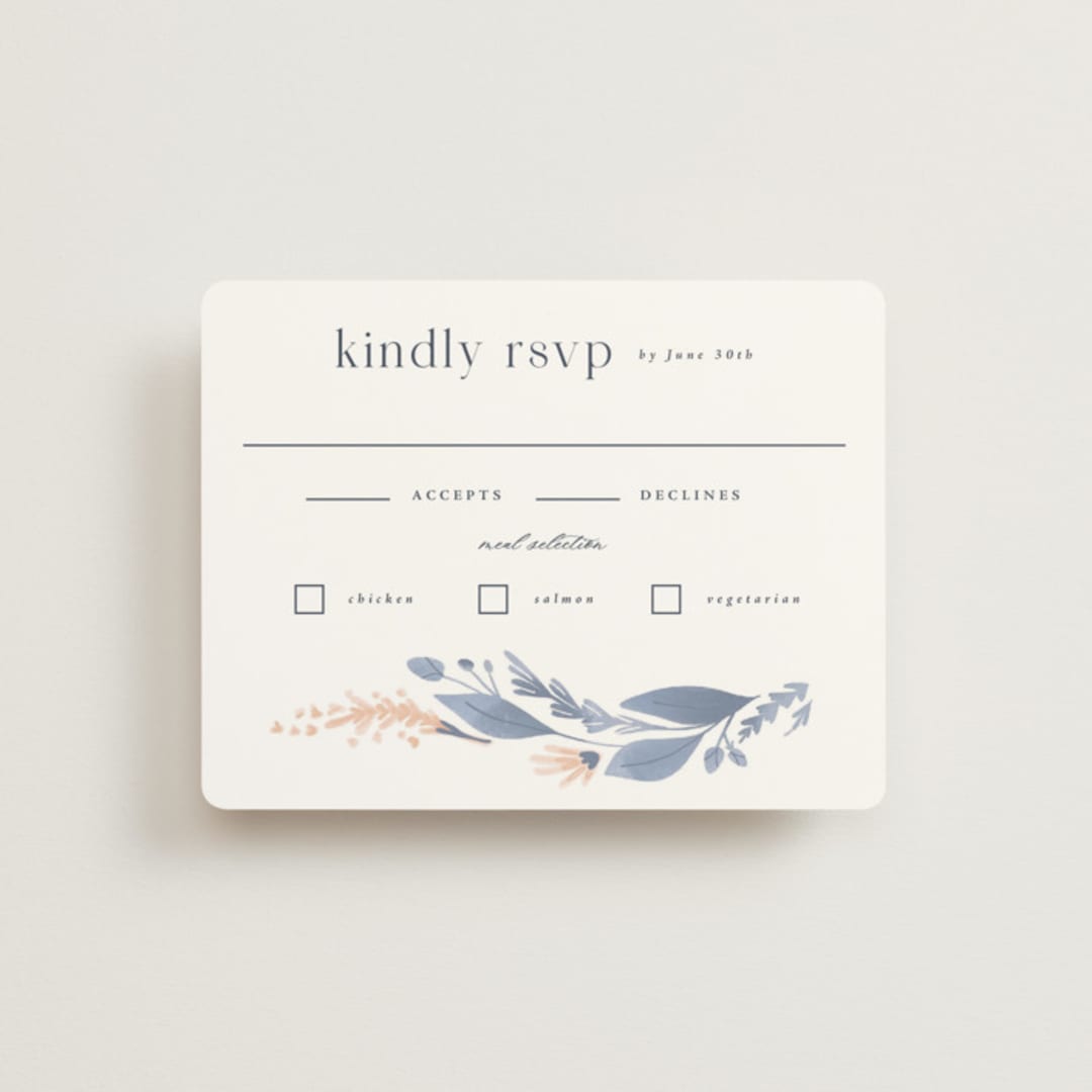 "Cascading Floral" - RSVP Cards in Lagoon by Corinne Malesic - Front