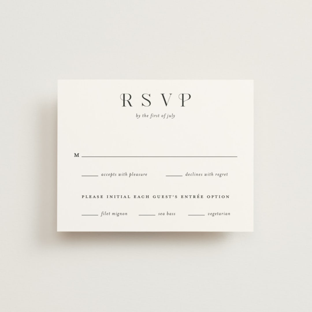 "Embellished Note" - RSVP Cards in Tuxedo by tuldok - Front