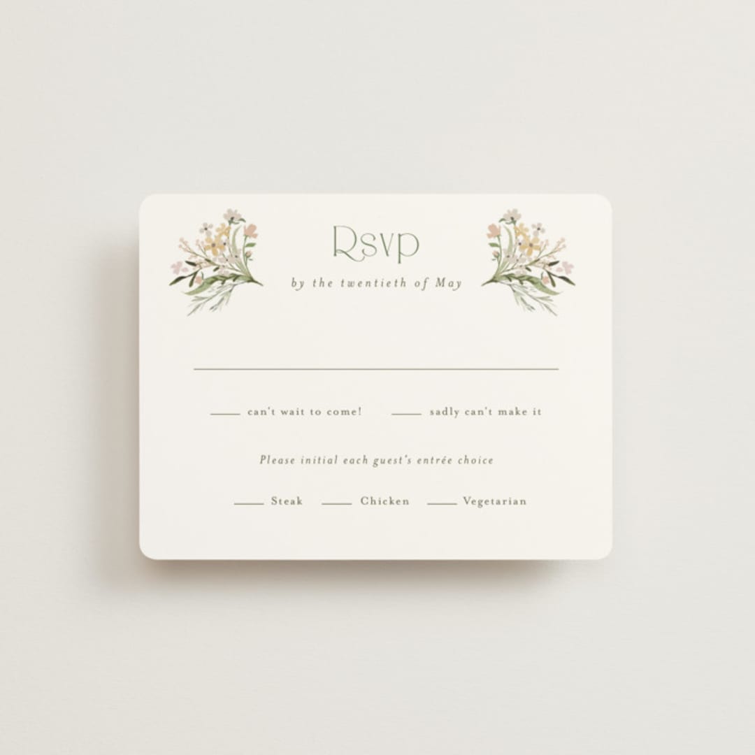 "delicate buds" - RSVP Cards in Olive by Jennifer Wick - Front