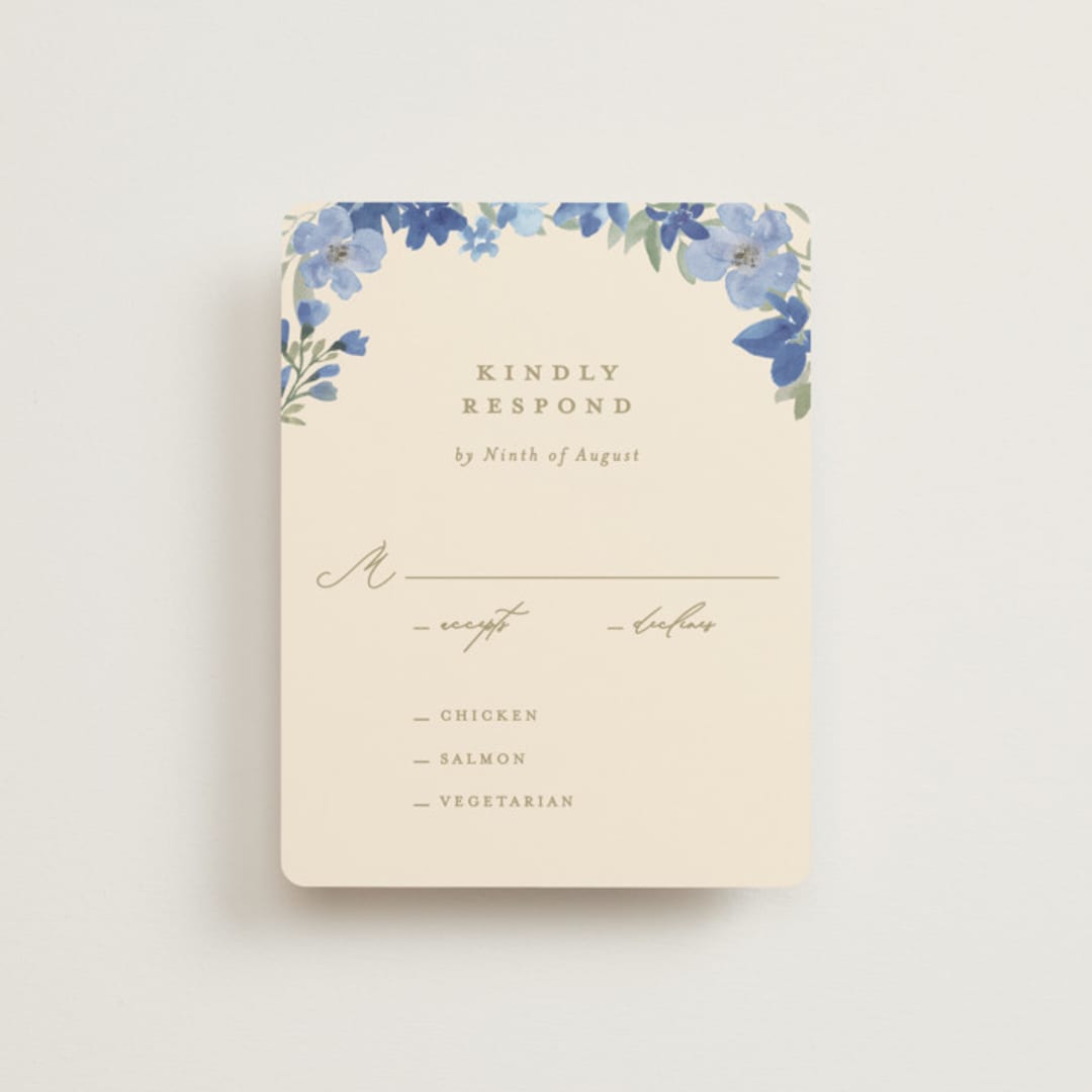 "Nilgiri" - RSVP Cards in Blueberry by Creo Study - Front