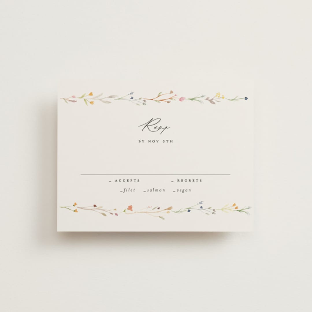 "delicate florals" - RSVP Cards in Snow by Lori Wemple - Front