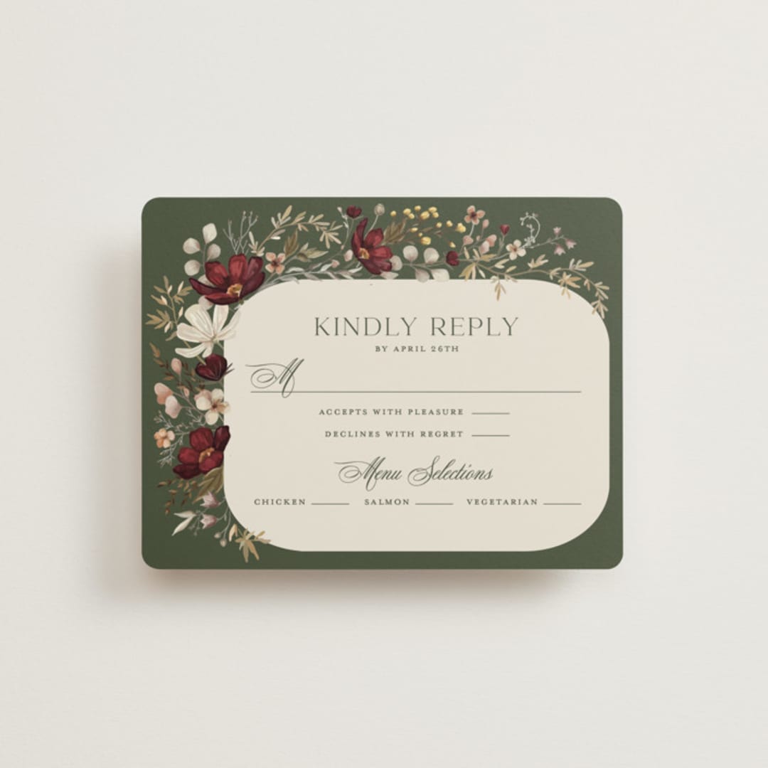 "fleur sauvage" - RSVP Cards in Vert by Erin Deegan - Front