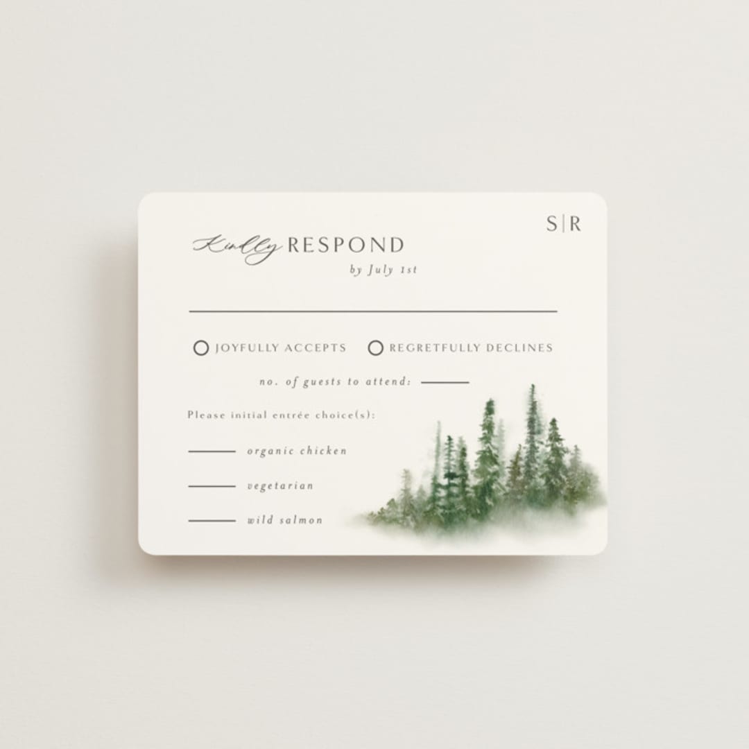 "Somerset" - RSVP Cards in Evergreen by Melanie Kosuge - Front