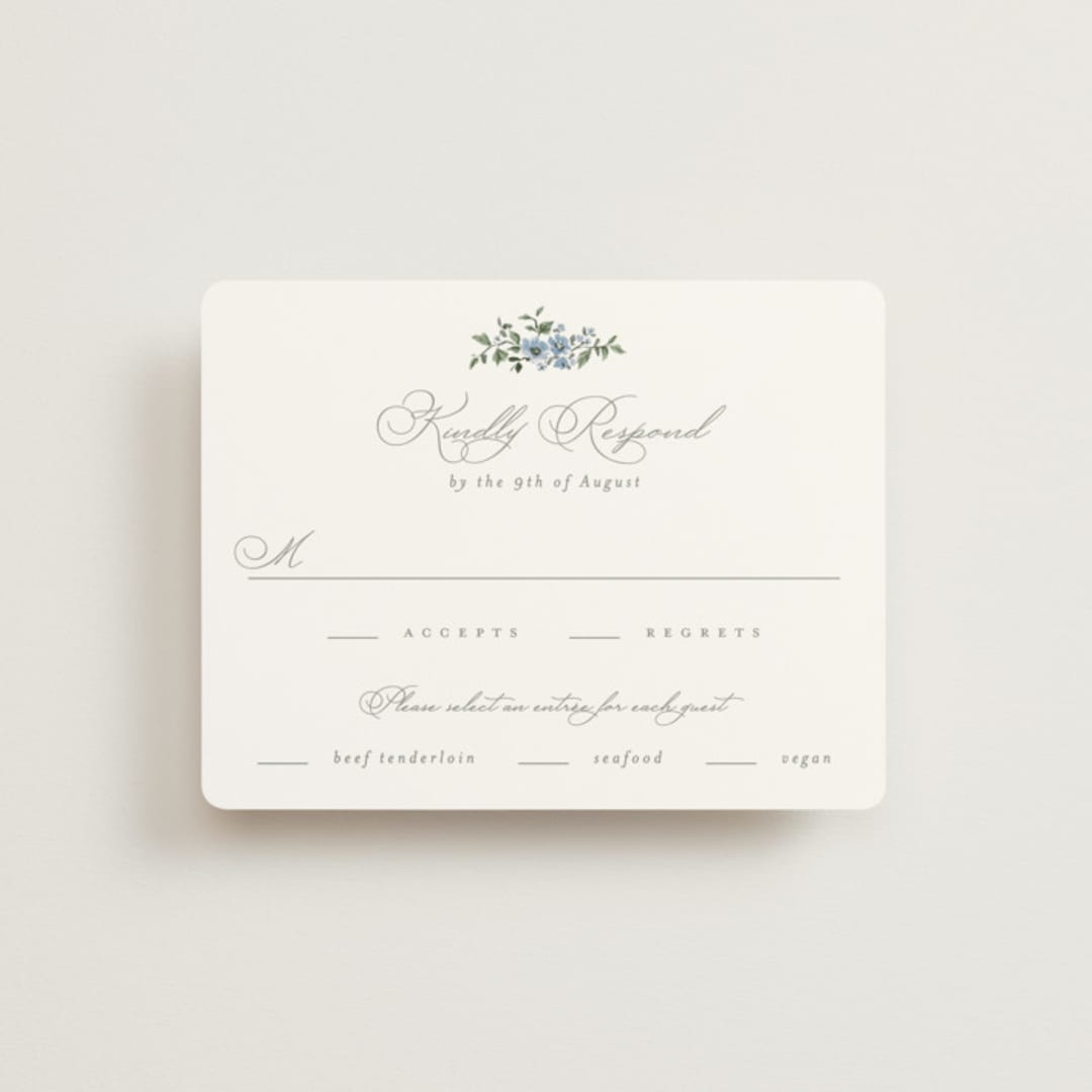"Foliage Crest" - RSVP Cards in Sky by Everett Paper Goods - Front