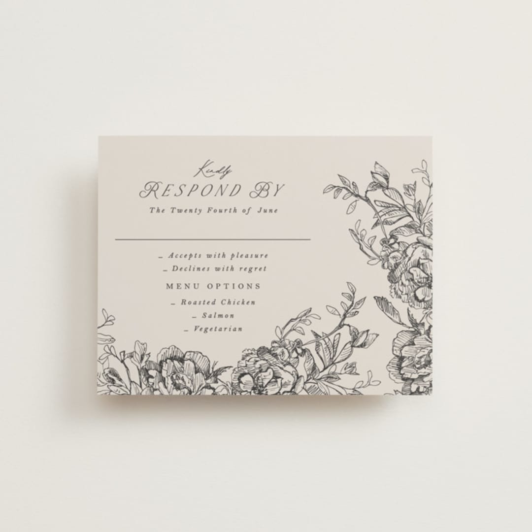 "etched floral" - RSVP Cards in Stone by Phrosné Barwood - Front