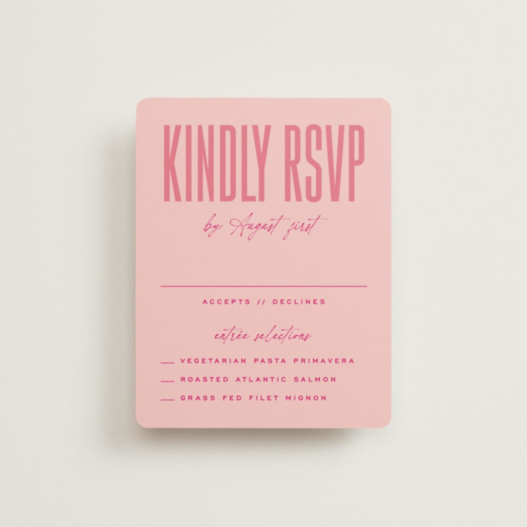 "Pop Romance" - RSVP Cards in Fruit Punch by Ashley DeMeyere - Front