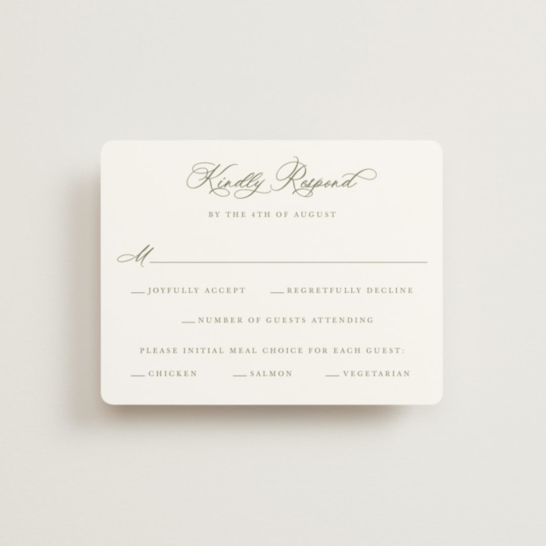 "watercolor flowers crest" - RSVP Cards in Moss by Cass Loh - Front